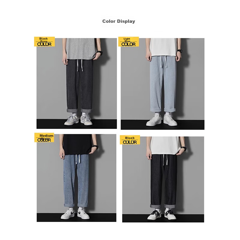 Dingfengbaoluo Men's Summer Loose Fit Jeans