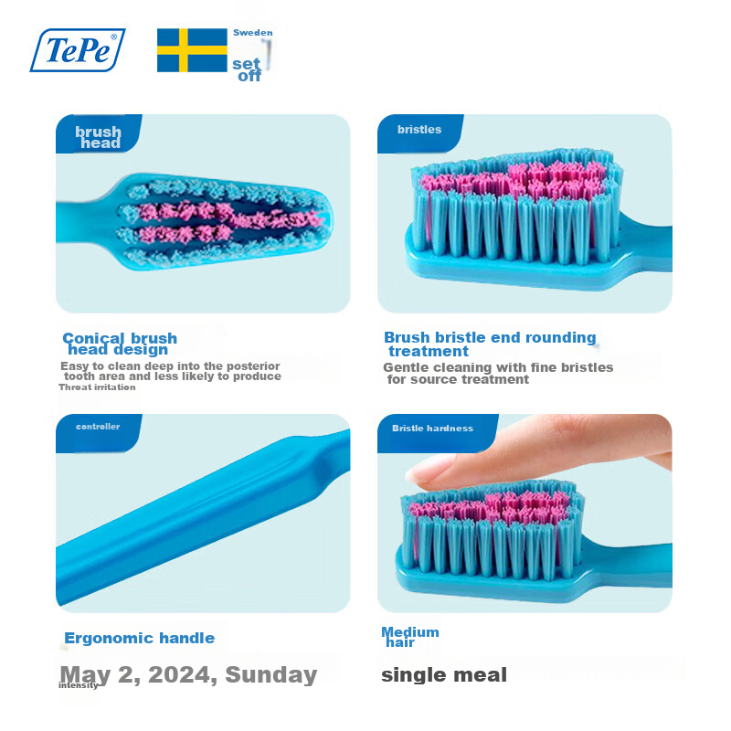 Tepe Swedish Soft Bristle Toothbrush - Fun Color