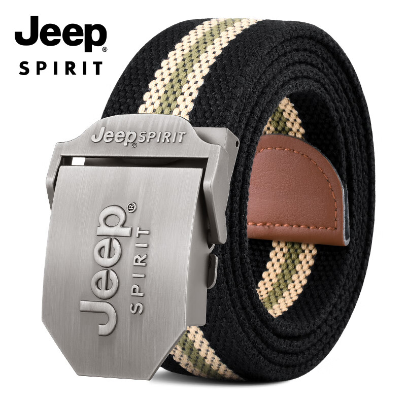 JEEP SPIRIT Men's Canvas Belt with Automatic Buckle - Durable Military-Style Waistband for Everyday Wear