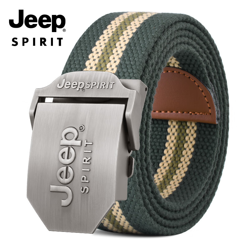 JEEP SPIRIT Men's Canvas Belt with Automatic Buckle - Durable Military-Style Waistband for Everyday Wear