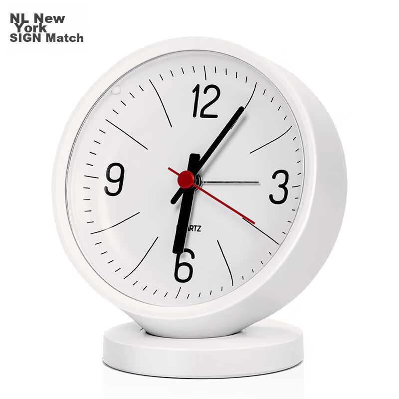 Deli NS886 Analog Alarm Clock with One-Button Snooze & Soft Night Light - White