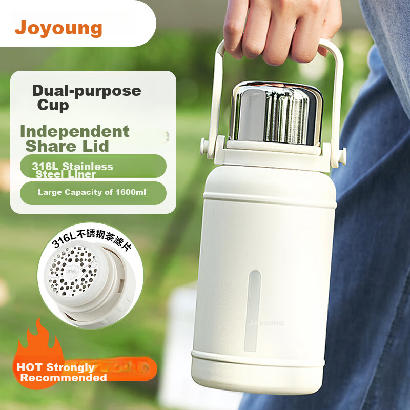 Joyoung 316L Stainless Steel Insulated Mug - Large 1L Capacity Wide-Body Cup for Men & Women