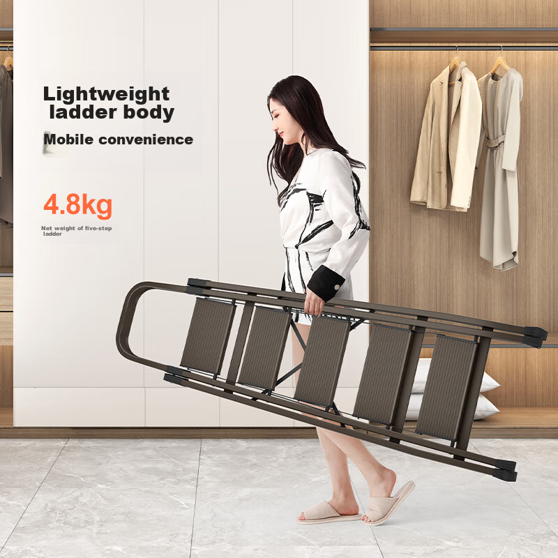 AOPENG 5-Step Aluminum Folding Ladder for Home & Industrial Use