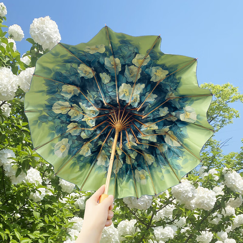 VONLILIENFELD Foldable Sun Umbrella 16 Ribs Windproof UPF50+ Manual Double-Person UV Protection