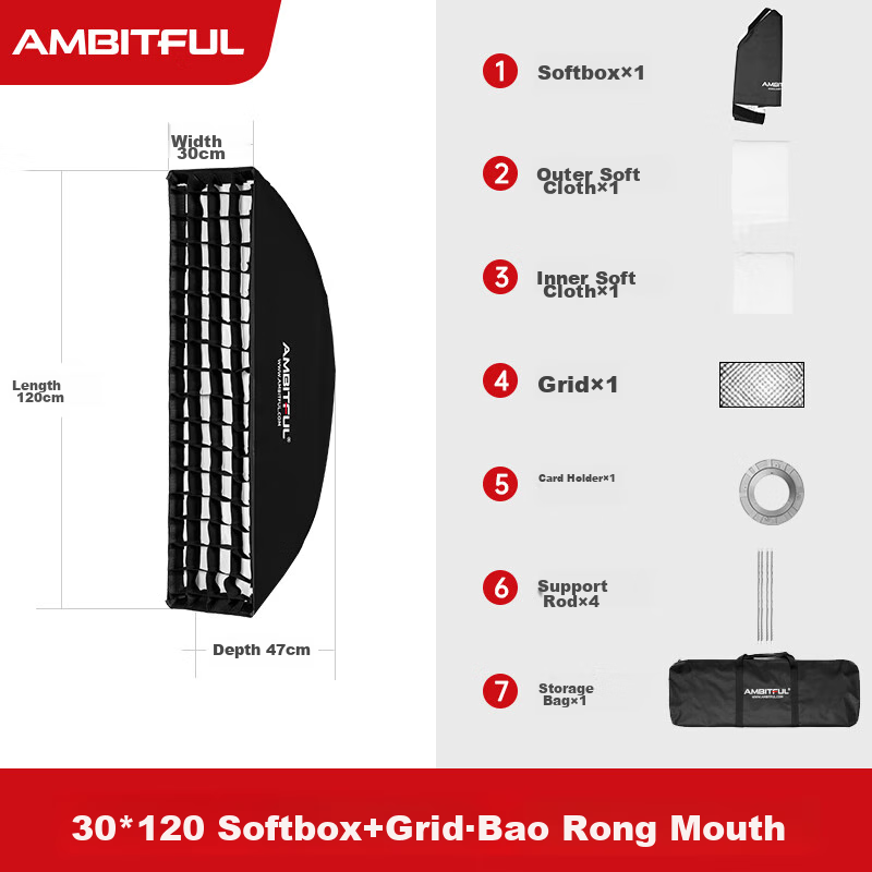 AMBITFUL Square Softbox with Grid - 60x90cm