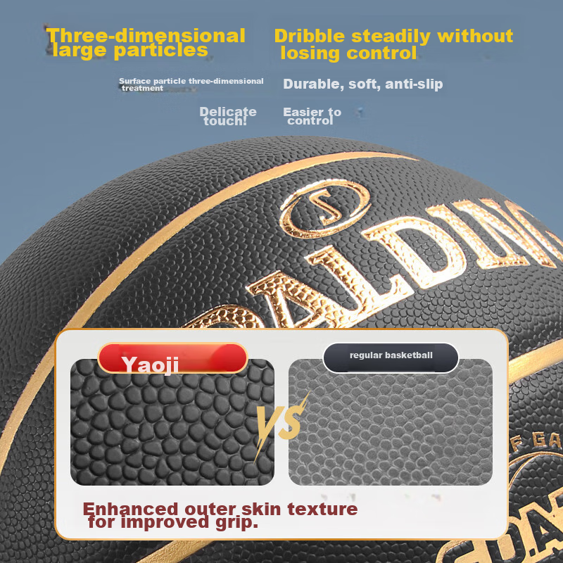 SPALDING G.O.A.T.S Black Gold Training Basketball (Size 7, Composite PU, Indoor/Outdoor Use)