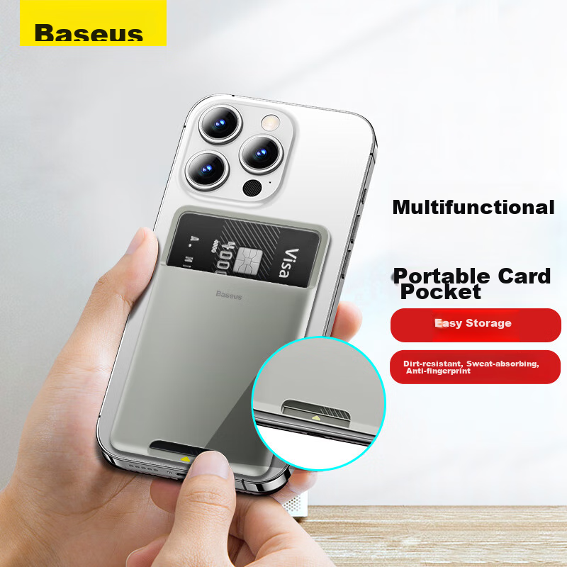 Baseus Silicone Phone Case with Card Holder – Dark/Light Grey, Multi-Functional Accessory