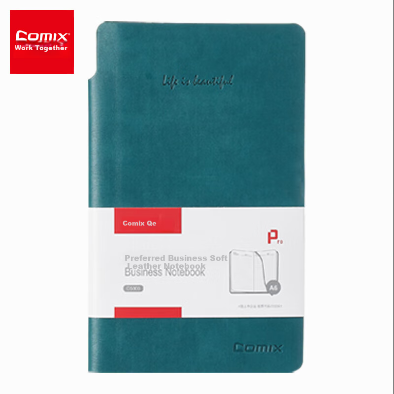 COMIX A6 Leather Notebook with Diagonal Strap - 98 Sheets, Dark Green (C5860)