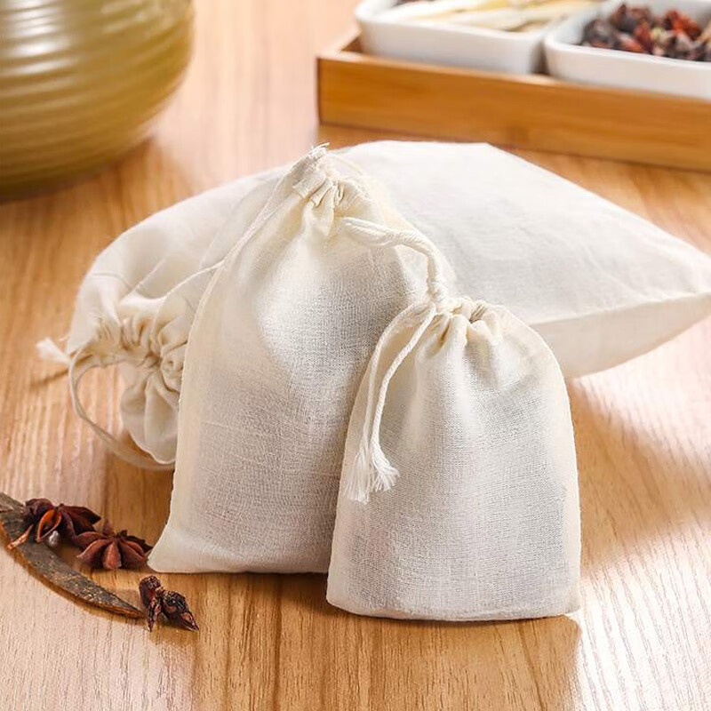 Quanshi 40x50cm Soup Strainer Bags Set for Fish Stew, Marinade, Herbal Soak – 10 Cotton Gauze Bags