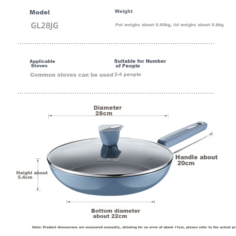 COOKER KING 28cm Non-Stick Frying Pan with Lid, Induction Compatible, Multifunctional Cookware