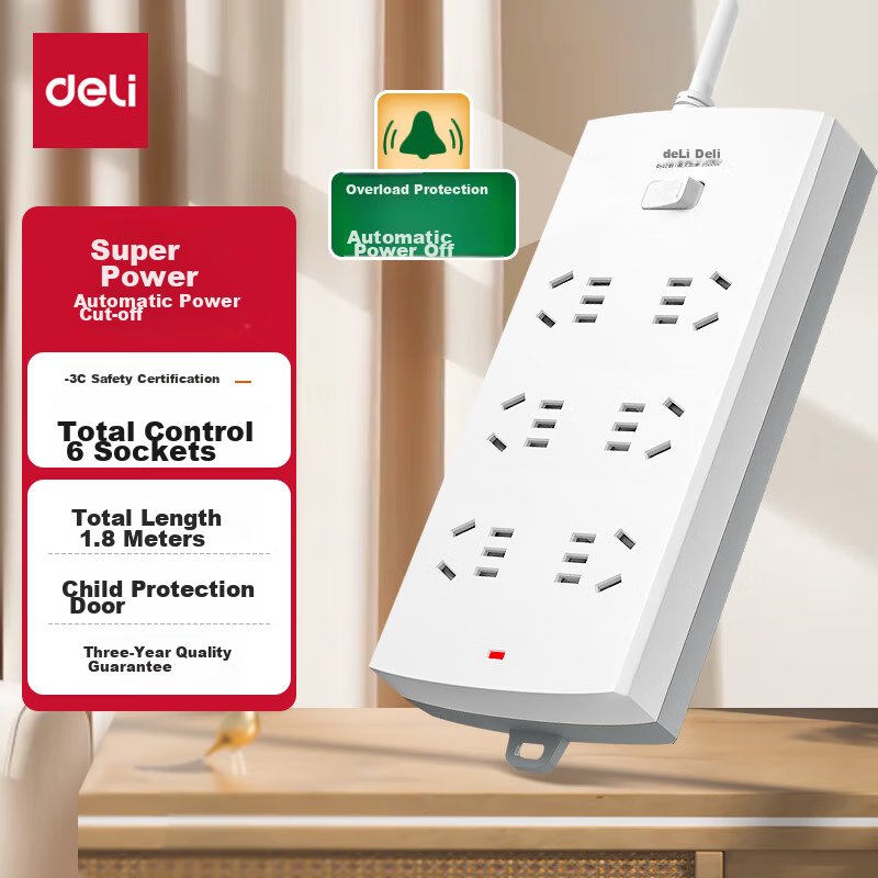 Deli PDU Desktop Overload Protection Socket