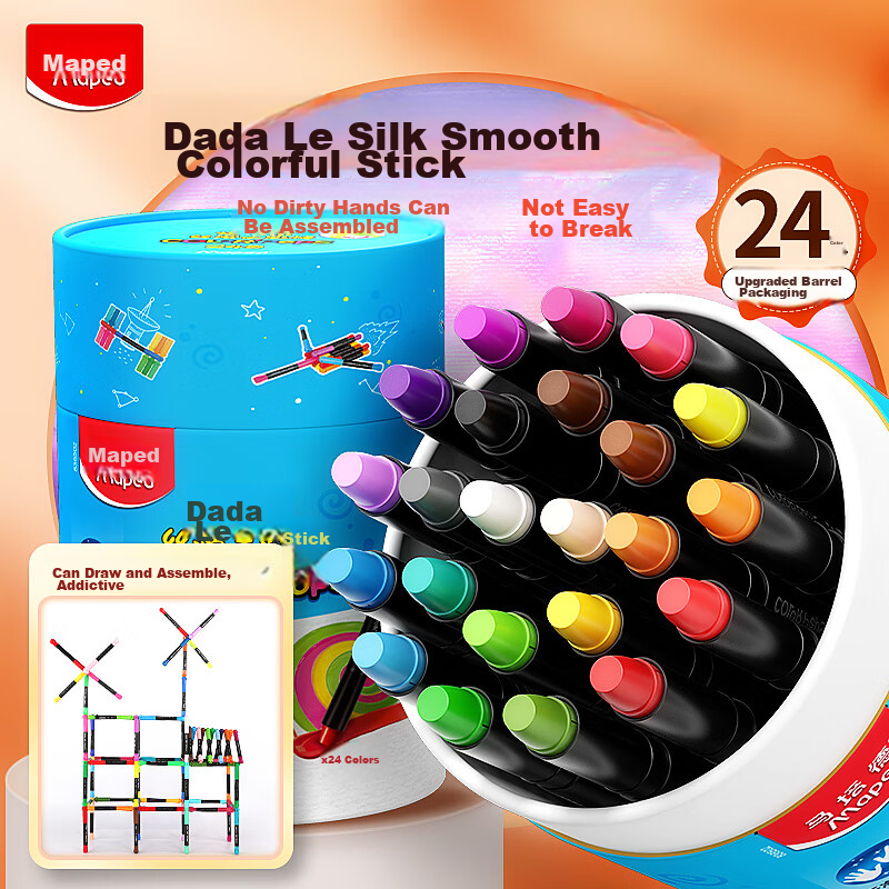 Maped COLOR'PePS Smooth 24-Color Crayons for Kids – Washable Art Drawing Pens