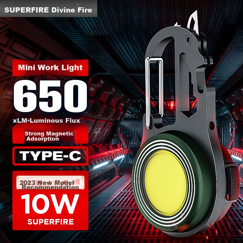 SupFire MX15 Magnetic Flashlight - 650LM Rechargeable Emergency Light Keychain with Tools