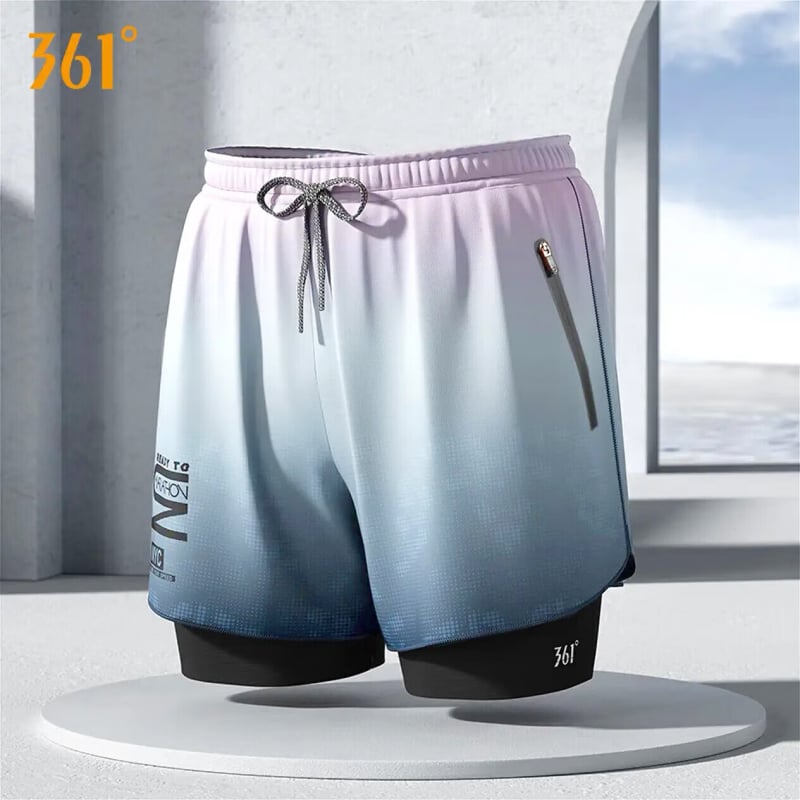 361° Men's Quick-Dry Double-Layer Swim Trunks - Anti-Embarrassment Professional Training Shorts