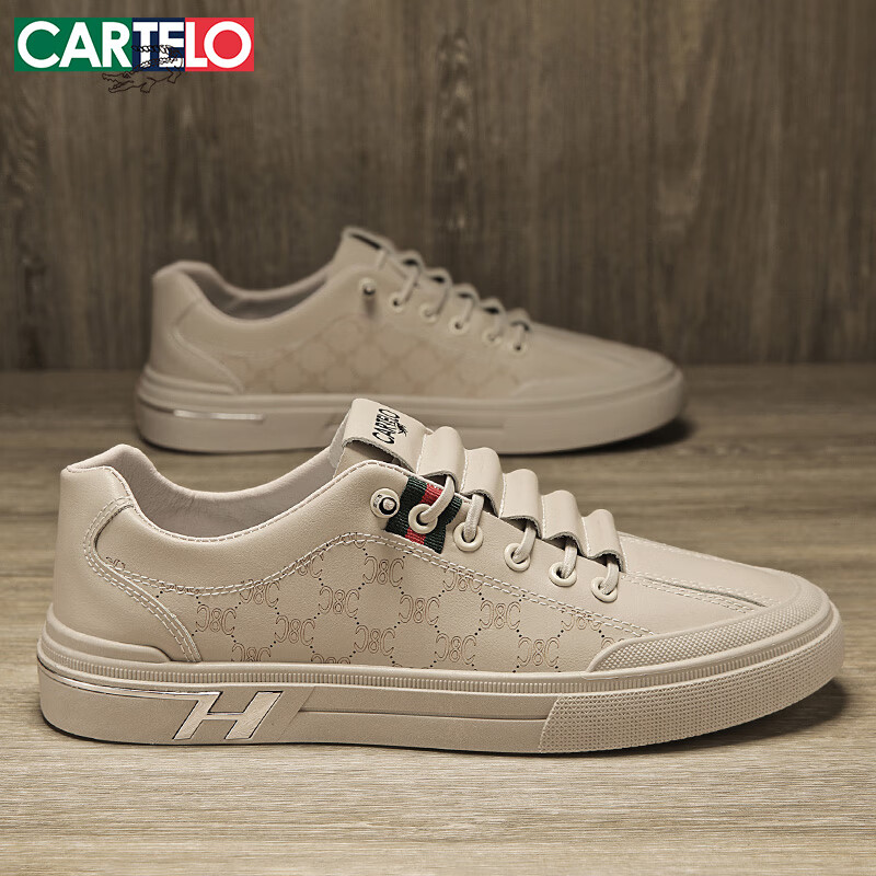 CARTELO Men's Trendy White Sneakers 2025 Autumn Winter Flat-Bottomed Casual Shoes