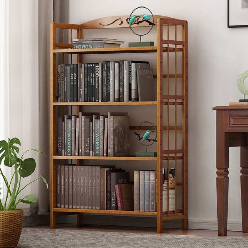 ANERYA 4-Tier Bamboo Bookshelf, 70cm – Sturdy Storage Rack with Adjustable Shelves