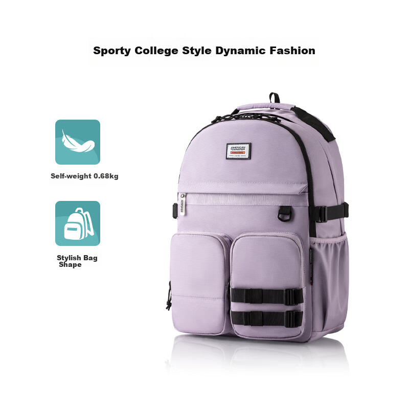 AmericanTourister Comfort Backpack for Middle/High School Students - Large Capacity, Laptop Bag (Purple)