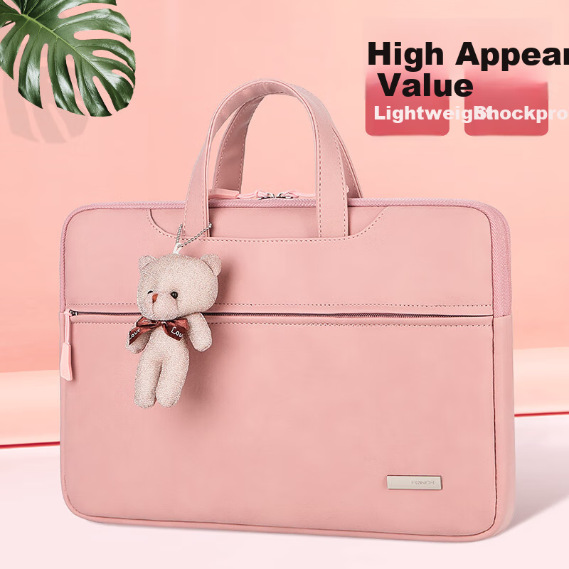 BRINCH Women's 14-15 Inch Laptop Tote Bag with Cute Bear Pendant – Scratch-Resistant & Durable