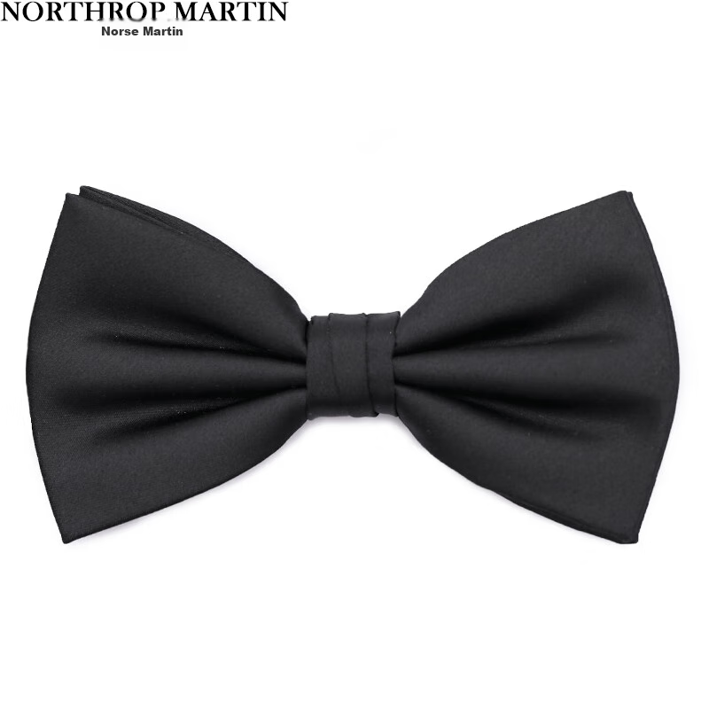 NORTHROP MARTIN Men's Black Silk Bow Tie for Weddings & Banquets