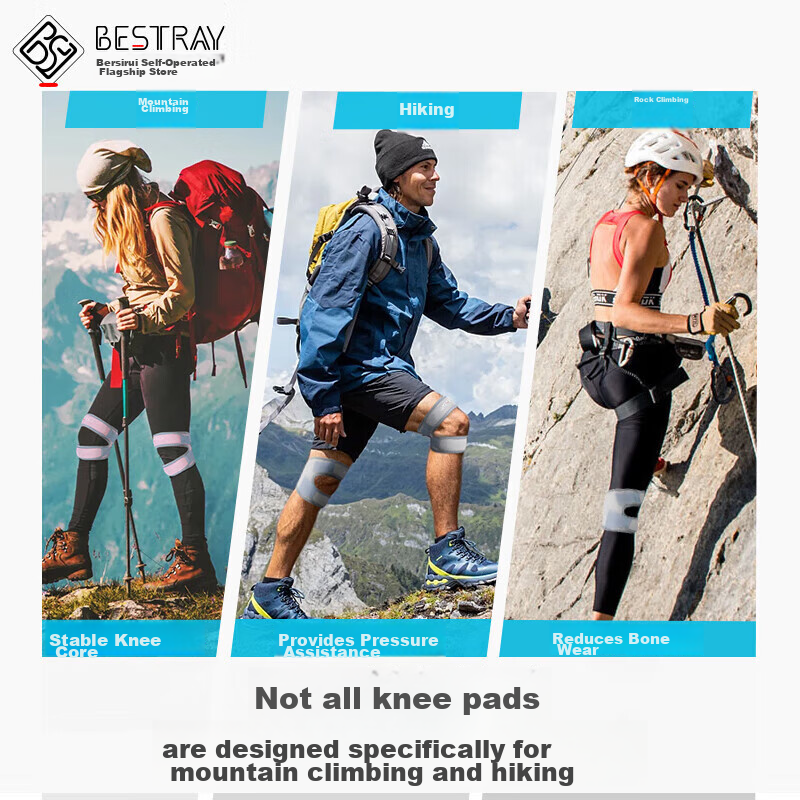 Bestray Climbing Knee Pads - 2-Pack Shock-Absorbing Hiking Knee Support