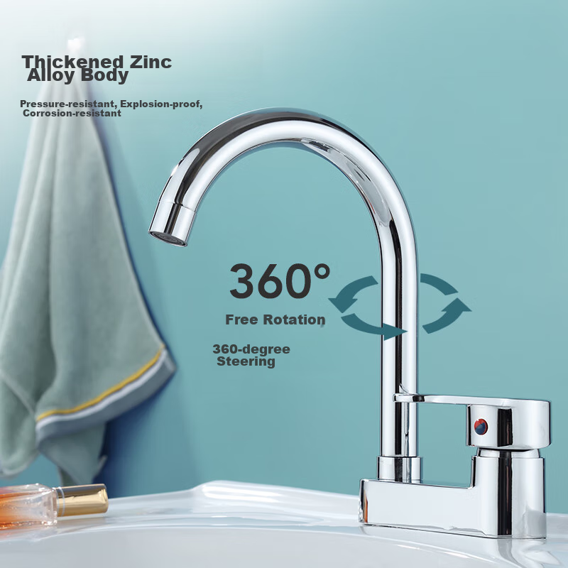 BSITN 360° Rotating Dual-Hole Basin Faucet with Ceramic Valve