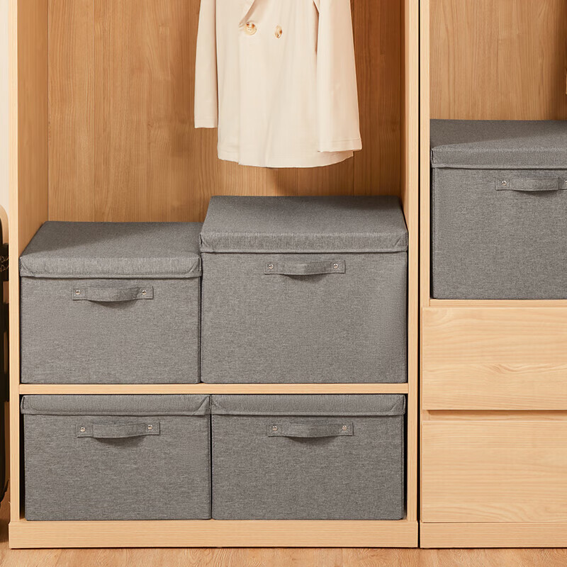 EACHY Fabric Storage Box - 30L Foldable Wardrobe Organizer in Deep Gray