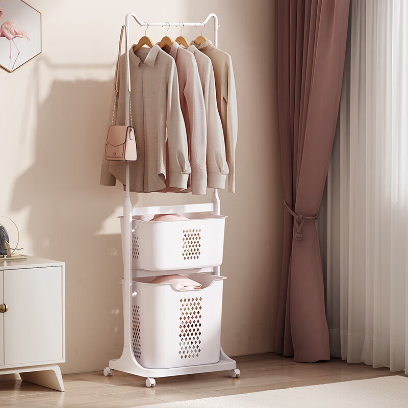Anerya Double-Layer Coat Rack with Laundry Basket