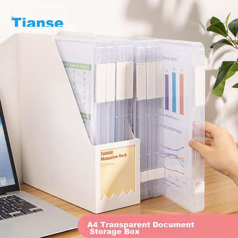 TIANSE A4 Transparent File Box - 20mm Waterproof Document Organizer