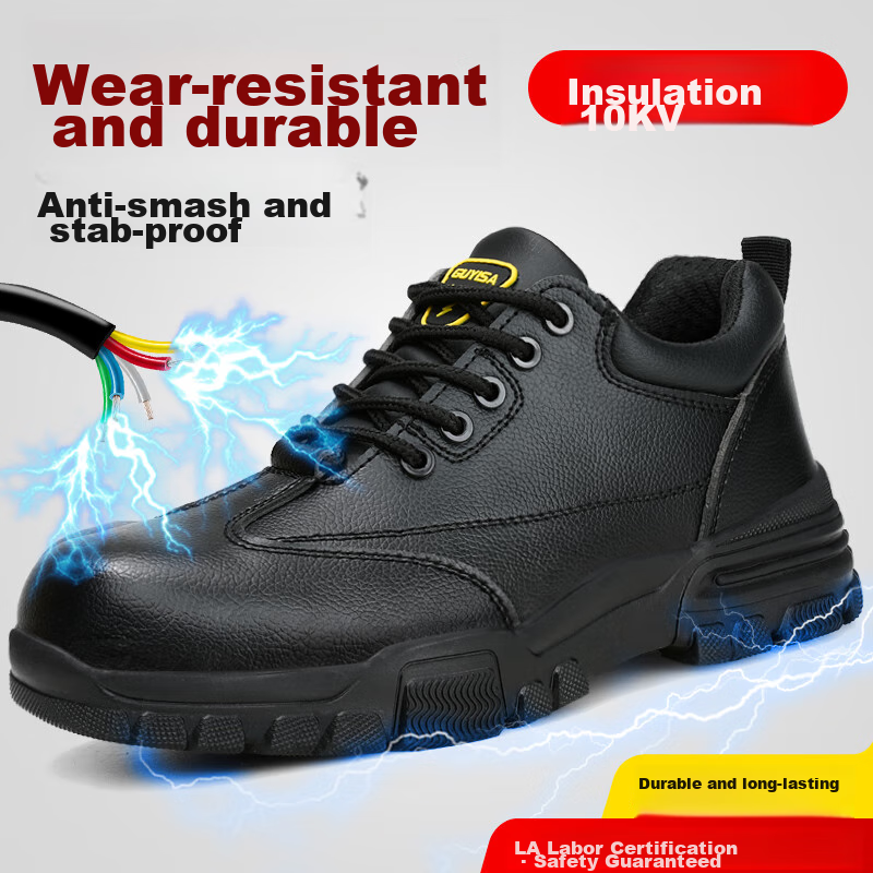 JUNBU Men's 10KV Insulated Safety Shoes with Anti-Smash & Puncture Resistance (Size 46)