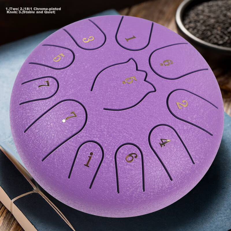 Asasi 6-Inch 11-Tone Portable Open-Back Drum Set for Kids & Beginners - Lavender