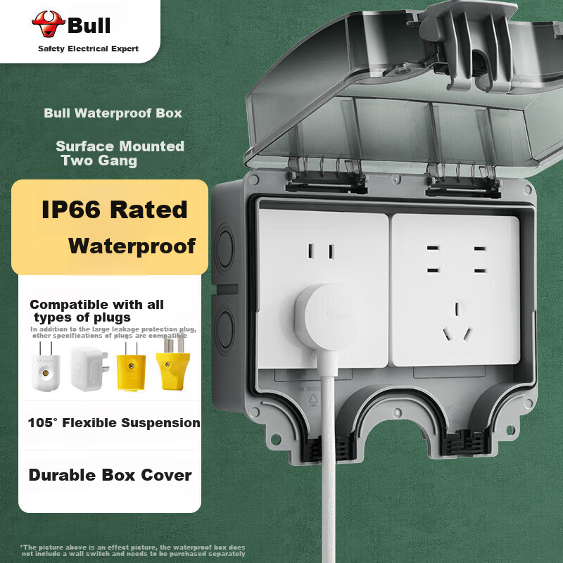 BULL F08 86-Type Waterproof Switch Panel Box - IP66 Outdoor Socket
