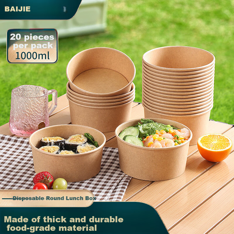 Baijie Eco-Friendly Disposable Soup Bowls 1000ml 20 Sets