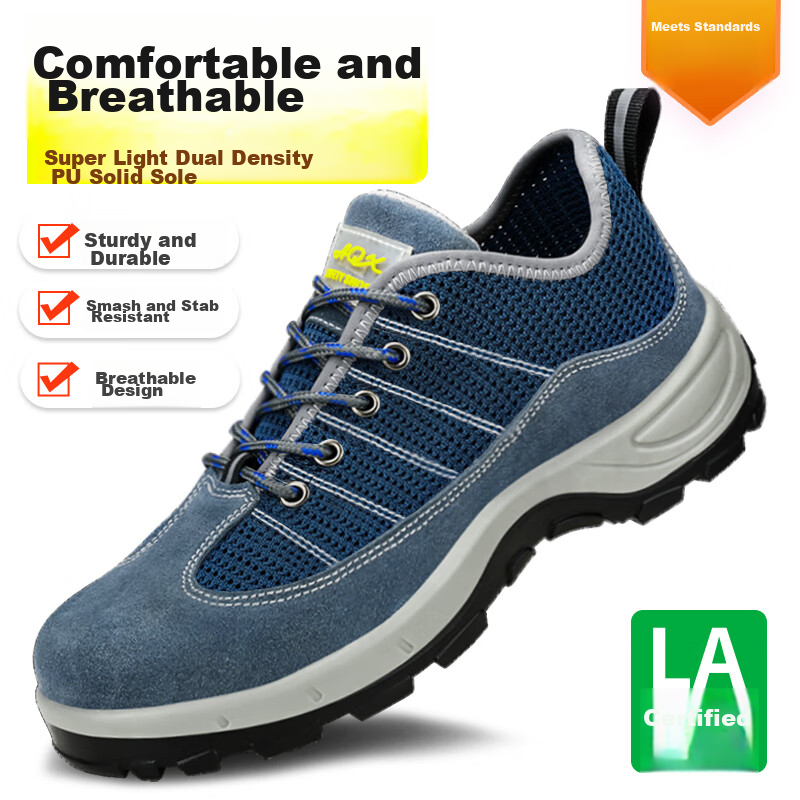 JUNBU Men's Steel Toe Safety Shoes 2156T - Breathable & Anti-Smashing Work Boots