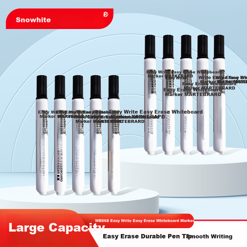 Snowhite Thick-Tip Whiteboard Markers – 10-Pack, Erasable, Smooth Writing, Black