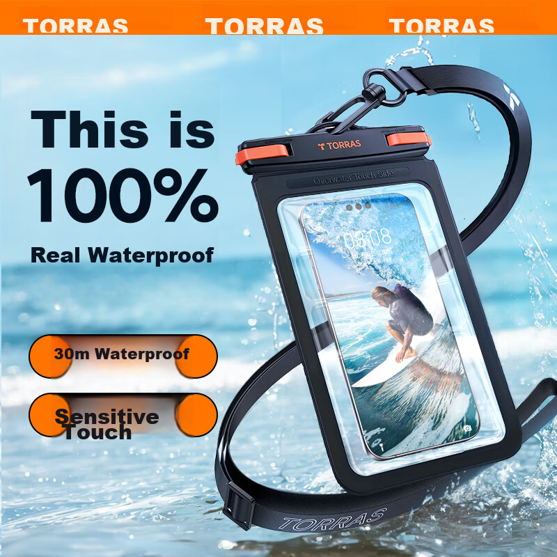TORRAS 30m Waterproof Phone Case with Lanyard - Touchscreen for Diving & Swimming