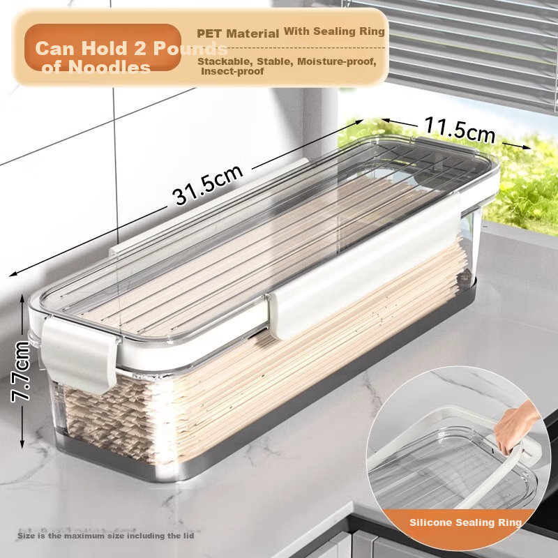KATEI STORY Japanese Noodle Storage Box - 1.5L Food-Grade Container with Seal & Stack Design