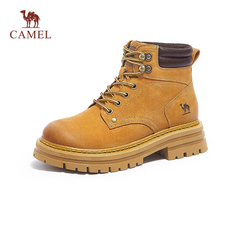 CAMEL Women's Classic Khaki Suede Martin Work Boots