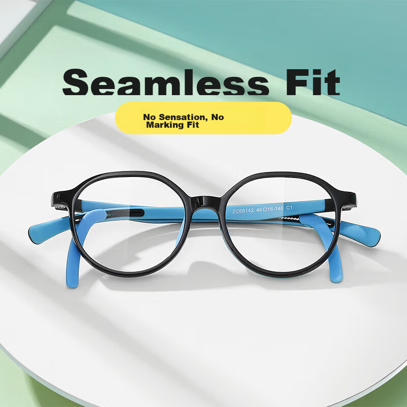 Pulais Kids Anti-Blue Light Glasses for Online Classes – Lightweight HD Protection (Black/Blue)
