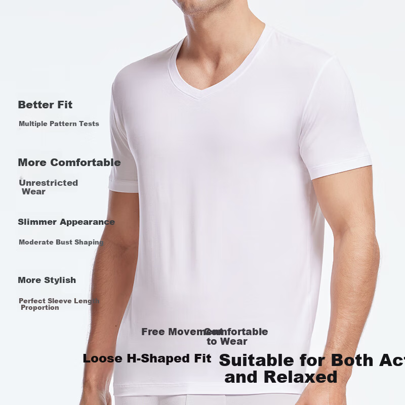 AIMER MEN 2-Pack Modal V-Neck Undershirt for Men [180 Size]