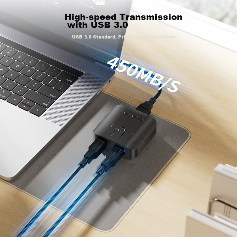 Acasis USB 3.0 Printer Switch 2-Port Sharing Device