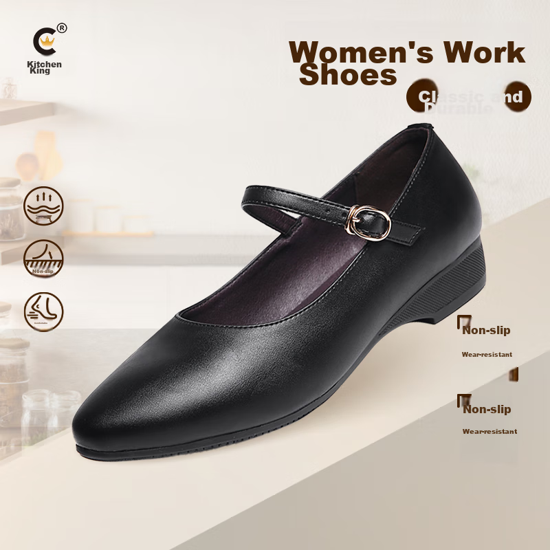 Chef King Women's Non-Slip Kitchen Shoes in Black, Size 38