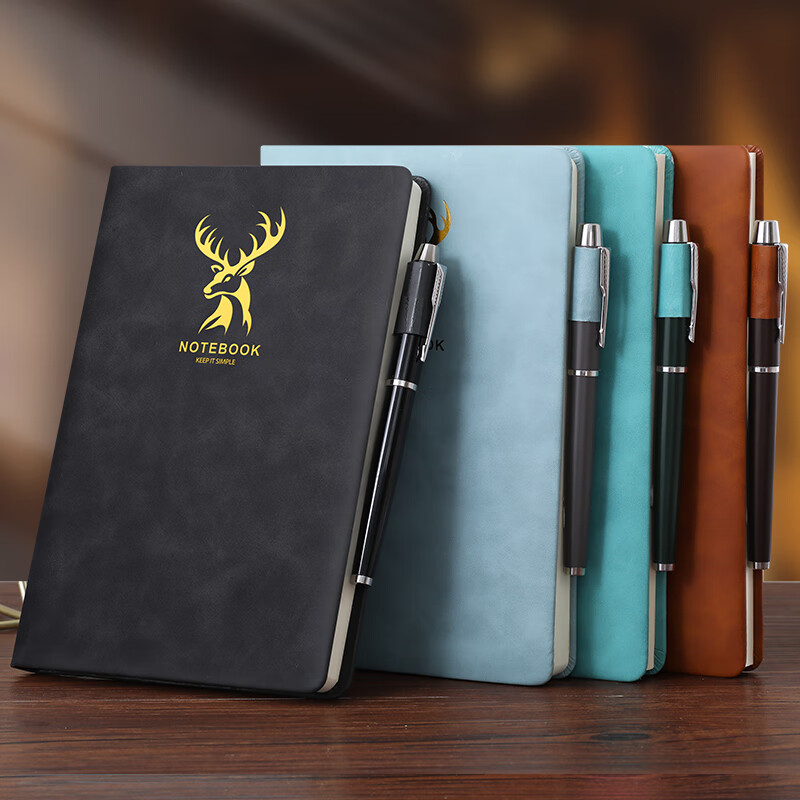 Faramon A5 Leather Notebook with Pen Holder & Custom Logo - Thick 240-Page Business Journal