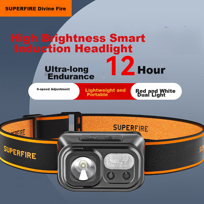 SupFire RT30 Motion Sensor Headlamp - Ultra-Bright Outdoor Fishing & Work Light with Type-C Charging