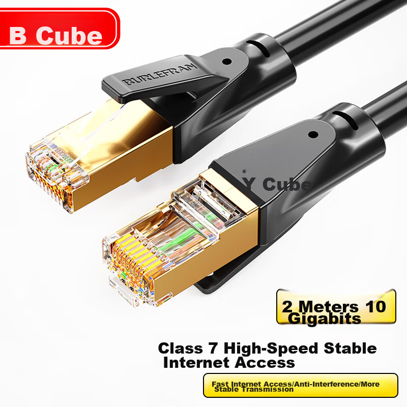 BURLEFRAN Cat7 Shielded Ethernet Cable, 10Gbps Network Cable for Gaming & Streaming, 2M Black