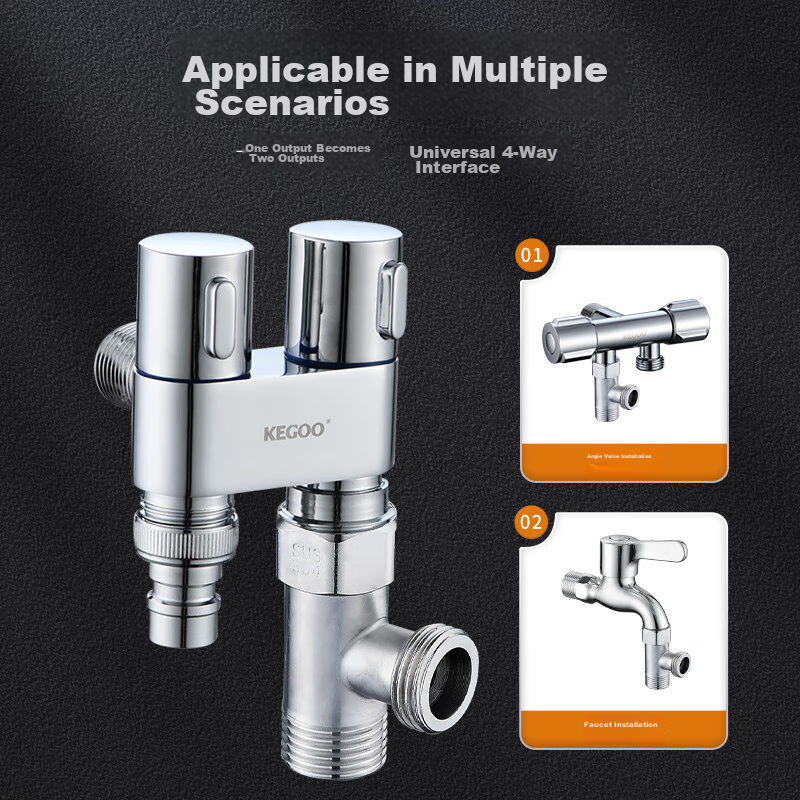 KEGOO 1/2-Inch Stainless Steel Water Distributor Valve