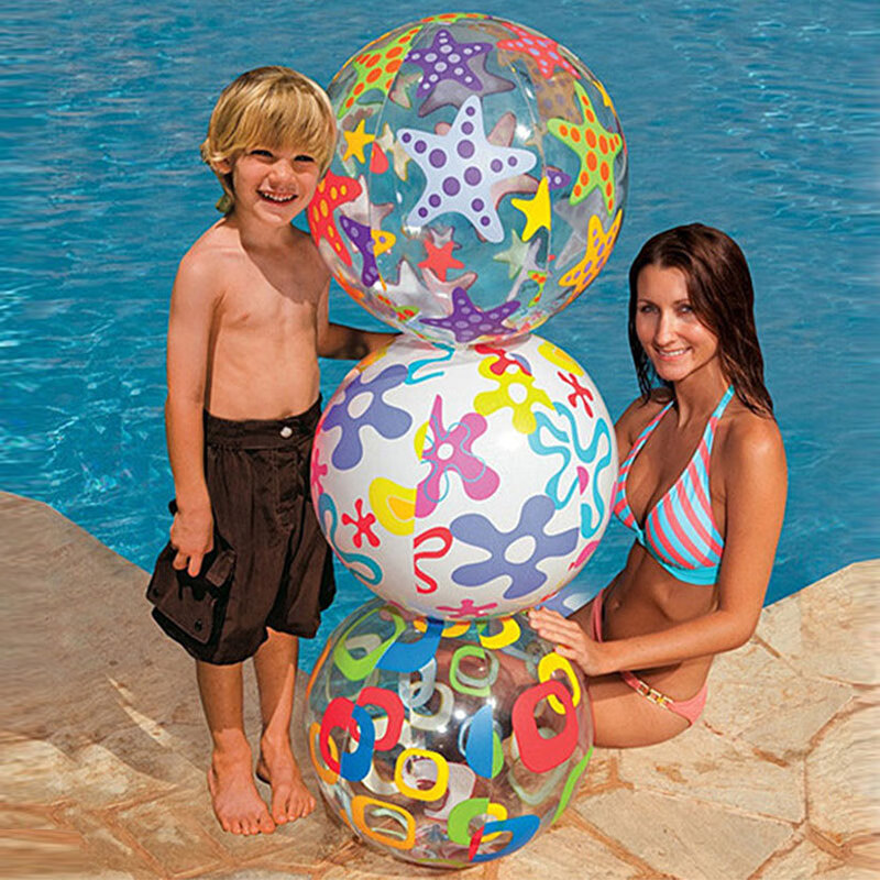 INTEX Underwater World Beach Ball for Kids 3+ (51cm, Colorful Design)
