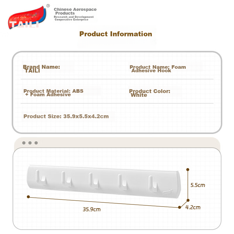 Taili Strong Adhesive Door Back Hooks, No Drilling