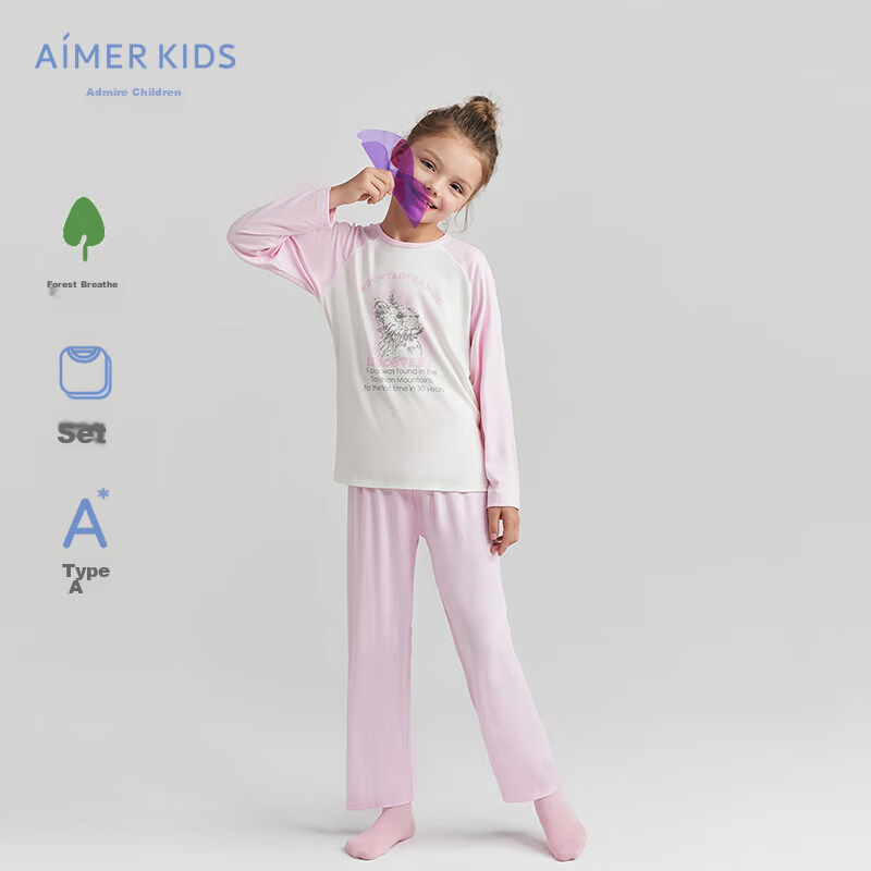 AIMER KIDS Girls' Spring Autumn Color Block Loungewear Set