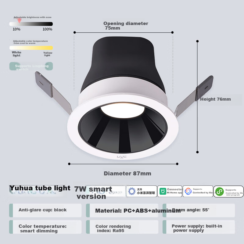 NVC LED Downlight - Smart Dimmable Anti-Glare Reccessed Light, Ra95