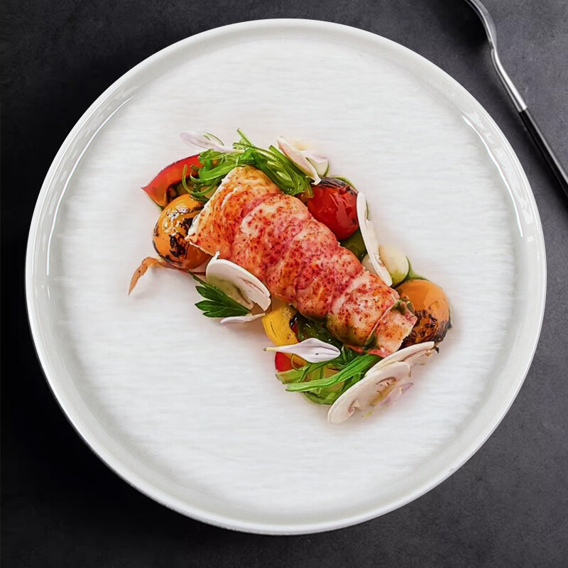 Huaqingge 10-Inch White Ceramic Dinner Plate Set with Knife & Fork – Nordic Style Steak & Pasta Plates